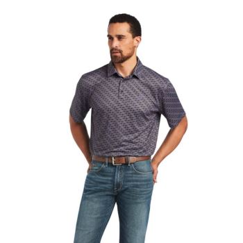 Ariat All Over Print Polo Nine Iron Geo | YqSneCeZ