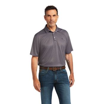Ariat All Over Print Polo Tmavo Siva | SC2KPi7S