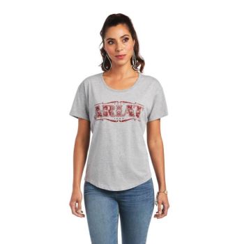 Ariat Ariat Bandana Logo T-Shirt Siva | b3SdnWSz