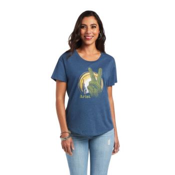 Ariat Ariat Cactus Peace T-Shirt Modre | G1NS0k96