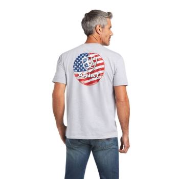 Ariat Ariat Flag Circle T-Shirt Athletic Heather | SigBj7Ju