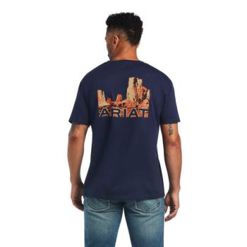 Ariat Ariat Monument Sunset T-Shirt Námornícka Modrá | fUIKWBt9