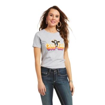 Ariat Ariat Retro Cow Gal Tee Athletic Heather | cYeU9CJh