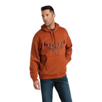 Ariat Basic Hoodie Sweatshirt Mocha Bisque Steer Head | GNRbgr3P