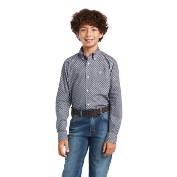 Ariat Bo Klasické Fit Shirt Tmavo Siva Modre | C9C5kC5F