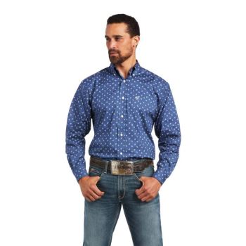 Ariat Brycen Stretch Klasické Fit Shirt Tmavo Siva Modre | PWUFHbD5