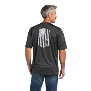 Ariat Charger Vertical Flag Tee Tmavo Siva | 0qD66X97