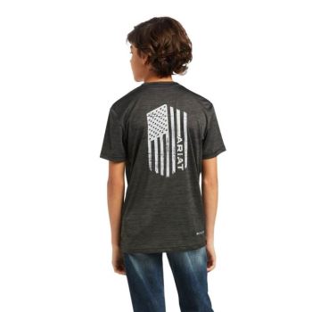 Ariat Charger Vertical Flag Tee Tmavo Siva | 5NbtN9nG