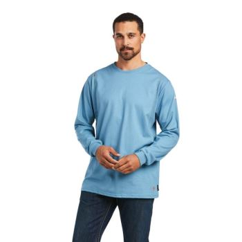 Ariat FR AC Crew T-Shirt Siva Modre | 70245Mvq