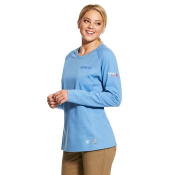 Ariat FR Air Crew T-Shirt Modre | nNNfqyme