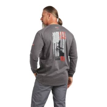 Ariat FR Air Life on the Line Grafika Top Siva | htiiRZab