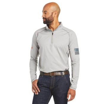 Ariat FR Combat Stretch Patriot 1/4 Zip Pracovná Shirt Strieborne | ttXajp3M