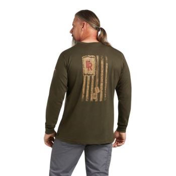Ariat FR Dog Tags T-Shirt Olivovo Zelená | TtYUwYlD