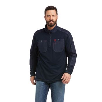 Ariat FR DuraLight 1/4 Zip Pracovná Shirt Námornícka Modrá | qC6mjkNy