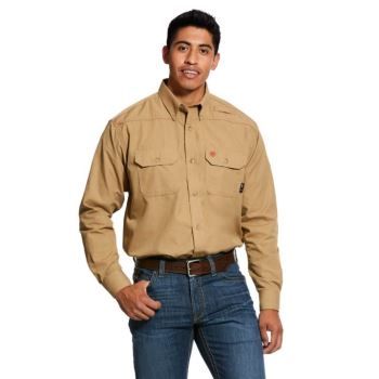 Ariat FR Featherlight Pracovná Shirt Hnedožltý | UtyyAk0G