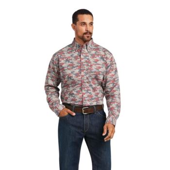 Ariat FR Geo Camo DuraStretch Pracovná Shirt Alloy Patriot | efz30ro6