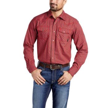Ariat FR Lubbock Retro Fit Snap Pracovná Shirt Tmavo Červené | xkCXYEhf