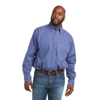 Ariat FR Murphy Logo DuraStretch Pracovná Shirt Biele Modre | 8PvOpSbU