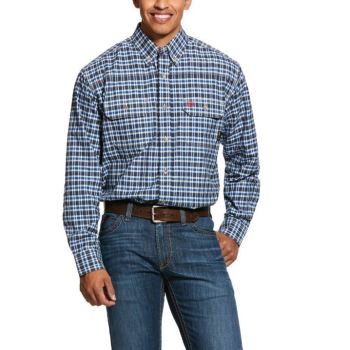 Ariat FR Plaid Featherlight Pracovná Shirt Námornícka Modrá | NCbH1Z8Y