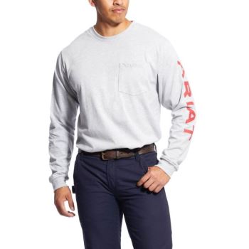 Ariat FR Pocket Logo Crew T-shirt Siva | 1WyI19MC
