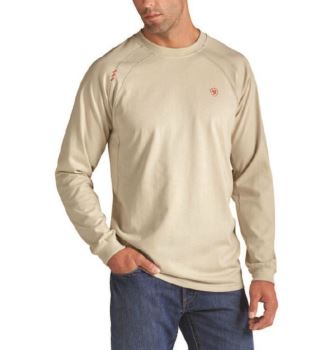 Ariat FR Pracovná Crew T-Shirt Hnede | CeZkzRBt