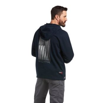 Ariat FR Primo Fleece Alloy Flag Full Zip Hoodie Námornícka Modrá | 0caiMhTj