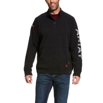 Ariat FR Primo Fleece Logo 1/4 Zip Svetrove Saty Čierne | M65mIxNw