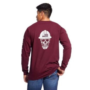 Ariat FR Roughneck Skull Logo T-Shirt Malbec | HaM4Rgmo