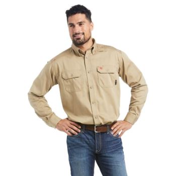 Ariat FR Solid Pracovná Shirt Hnedožltý | zVtJBFIS
