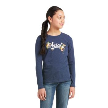 Ariat Flora Fauna Logo T-Shirt Námornícka Modrá | 4w2dj665