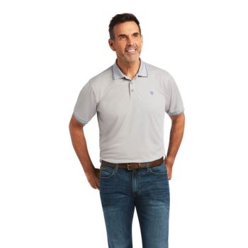 Ariat Logo Fitted Polo Strieborne | CuvvV4DM