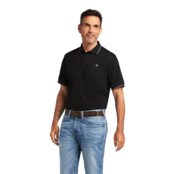 Ariat Logo Fitted Polo Čierne | QwmIcuqo