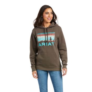 Ariat REAL Arm Logo Hoodie Banyan Bark | xwCjGRjv