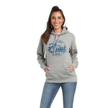 Ariat REAL Arm Logo Hoodie Siva | Y6JhctdG