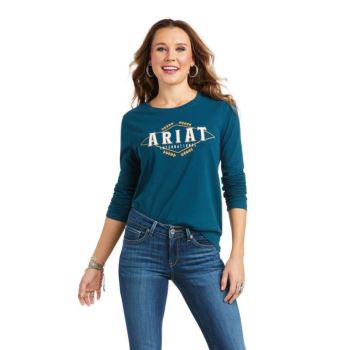 Ariat REAL Logo Flourish T-Shirt Tyrkysové | aebwMyLJ