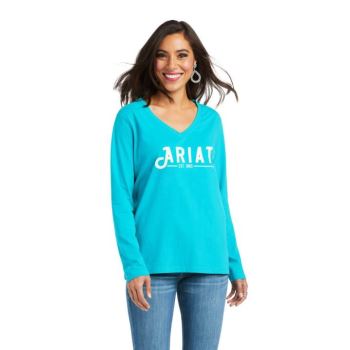 Ariat REAL Logo Tee Modre | Ve3v0GRR