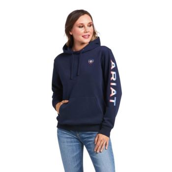 Ariat REAL Serape Logo Arm Sweatshirt Námornícka Modrá | G9ktTA4G