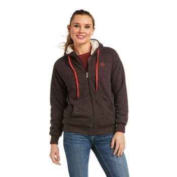 Ariat REAL Sherpa Full Zip Hoodie Chocovine | EdM3GkKj