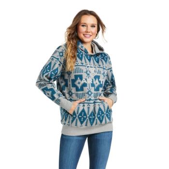 Ariat REAL Southwest Hoodie Siva Tyrkysové | mrAmMMH2