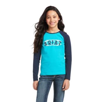 Ariat REAL Southwest Logo LS Tee Modre Námornícka Modrá | Dv6WxHVW