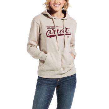 Ariat REAL Varsity Logo Sweatshirt Oatmeal Heather | saabse1h