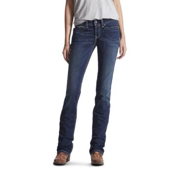 Ariat R.E.A.L. Stredne Rise Stretch Icon Stackable Straight Leg Jean Ocean | gqOGN3JD