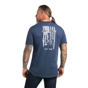 Ariat Rebar Bavlnene Strong American Outdoors T-Shirt Námornícka Modrá | scL7OUo1