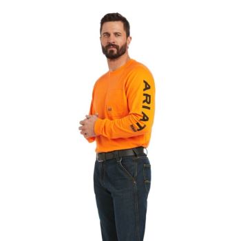 Ariat Rebar Bavlnene Strong Grafika T-Shirt Čierne Oranžové | 9gNFfMM2