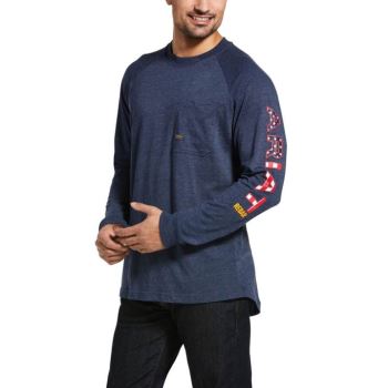 Ariat Rebar Bavlnene Strong Grafika T-Shirt Námornícka Modrá | Jopdb0r3