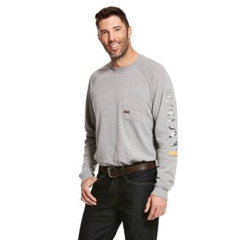 Ariat Rebar Bavlnene Strong Grafika T-Shirt Siva | MemRsSsB