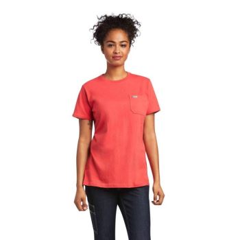 Ariat Rebar Bavlnene Strong T-Shirt Cranberry | wyePlAKO