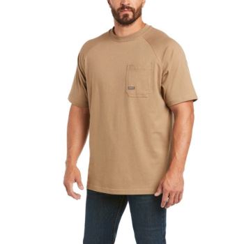 Ariat Rebar Bavlnene Strong T-Shirt Hnedožltý | J6vqVgJR
