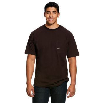 Ariat Rebar Bavlnene Strong T-Shirt Tmavo Hnede | 87AGeTGM
