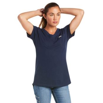 Ariat Rebar Bavlnene Strong V-Neck Top Námornícka Modrá | 8FbKbFBl